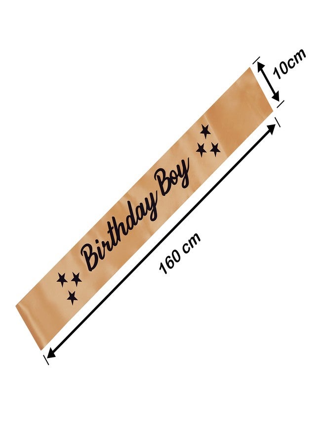 Decofy Happy Birthday Sash For Boys & Mens | Crown For Baby Boys King Adult Mens Suitable to everone -GOLD Sash BOY - Image 2